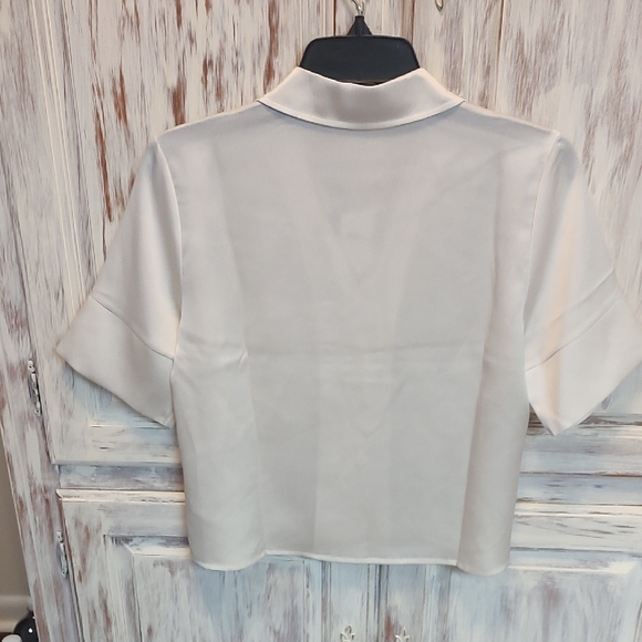 Banana Republic Cream Satin Button-Down Shirt - Picture 4 of 4